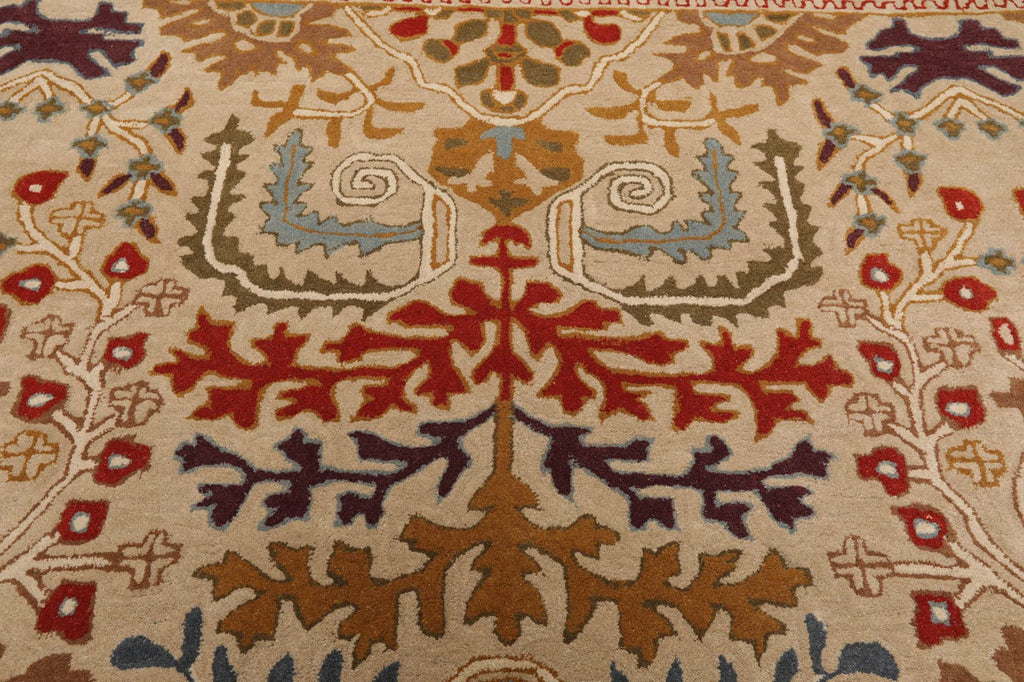 8x10 Hand Tufted Hand Made 100% Wool Arts and Craft Transitional Oriental Area Rug Beige,Blue Color