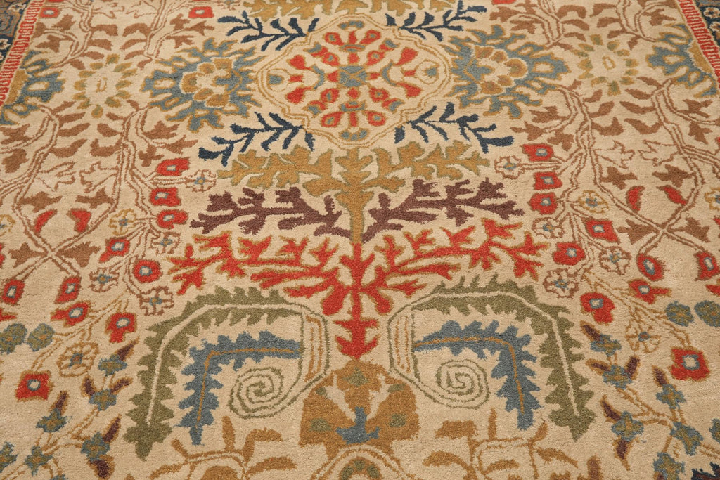 8'9''x11'9'' ft Rectangular Hand Tufted Handmade 100% Wool Arts and Craft Transitional Oriental Beige, Blue Indoor Area Rug for Living Room, Bedroom, Dining Room, Kitchen, Hallway, Home Office