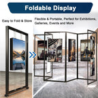 WDJBPSH Freestanding Art Display Rack with Caster Wheels, 3 Panel Foldable