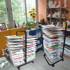 Wire Art Drying Rack with Flexible Shelves, Mobile Cart on Wheels for Painting, Crafts, Canvas Storage in Classroom & Studio