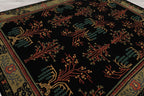 9x12 Black Hand Tufted Wool Oriental Rug Featuring a Traditional Arts & Crafts Pattern