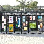 SARKEY Freestanding Display Racks, Folding Painting Exhibition Shelf, Movable Metal Advertising Stand, Publicity Work Holder, for Art Gallery, Craft Fair, Booth(8pcs,60x150cm/23.6x59in)