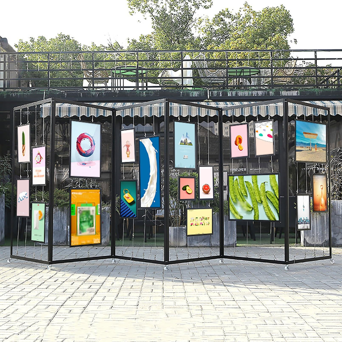 SARKEY Freestanding Display Racks, Folding Painting Exhibition Shelf, Movable Metal Advertising Stand, Publicity Work Holder, for Art Gallery, Craft Fair, Booth(5pcs,80x180cm/31.5x70.8in)