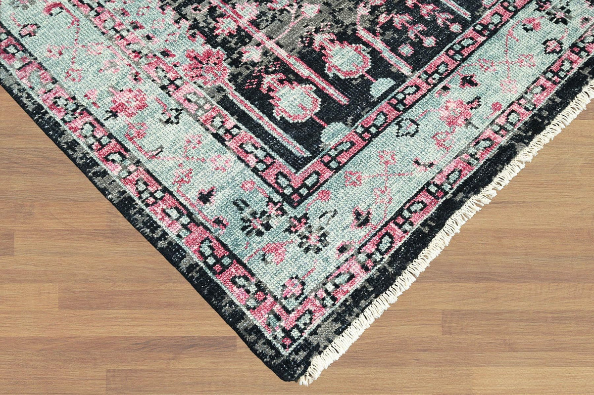 9'4''x12'11'' Hand Knotted Arts & Crafts 100% Wool Indo Oushak Traditional Oriental Area Rug Black,Gray Color