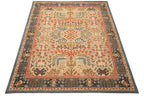 8'9''x11'9'' ft Rectangular Hand Tufted Handmade 100% Wool Arts and Craft Transitional Oriental Beige, Blue Indoor Area Rug for Living Room, Bedroom, Dining Room, Kitchen, Hallway, Home Office