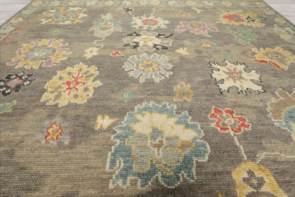 8'x10' Taupe Hand Knotted Arts & Crafts Oushak Wool Oriental Rug