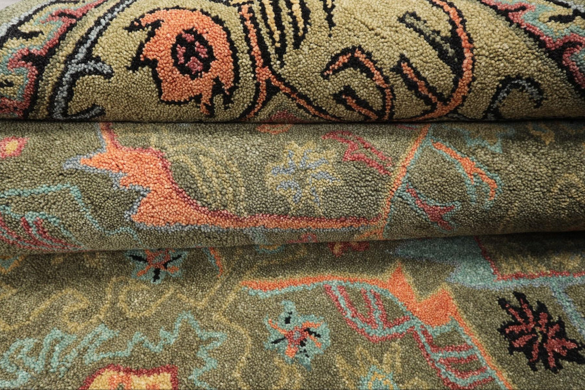 8x10 Hand Tufted Sage Pistachio Traditional Wool Arts & Crafts Area Rug for Living Room, Kitchen, Bedroom, Home Office, Dining Room