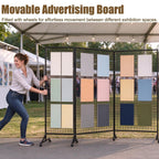 2 Pack Freestanding Folding Display Rack with Grid Wall And Wheels