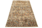 6'x9'3'' Hand Knotted Beige Oushak Arts & Crafts Wool Erased Pattern Oriental Area Rug
