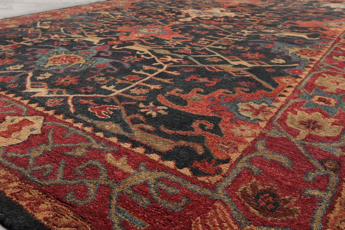 8x10 ft Rectangular Hand Tufted Handmade 100% Wool Arts & Crafts Oriental Area Rug Dark Blue,Wine Color Indoor Rug for Living Room, Kitchen, Bedroom, Home Office, Dining Room