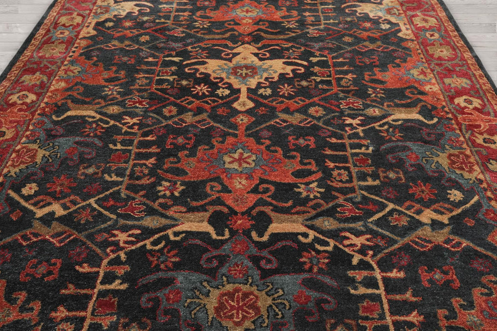 8x10 ft Rectangular Hand Tufted Handmade 100% Wool Arts & Crafts Oriental Area Rug Dark Blue,Wine Color Indoor Rug for Living Room, Kitchen, Bedroom, Home Office, Dining Room