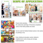 Wall-Mounted Art Drying Rack for Classrooms & Studios, 20 Steel Shelves, Black & White, Perfect for Artwork Storage, Paint Crafts, and Art Supplies Organizer