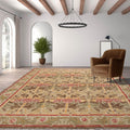 8'x10' Hand Knotted Muted Turkish Oushak William Morris Tulip & Lilly 100% Wool Arts and Craft Traditional Oriental Area Rug Brown, Green Color