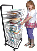 Art Drying Rack for Classrooms Painting Crafts, Mobile Drying Rack for Art with Wheels, Removable Shelves Metal Artwork Storage Display Rack for Schools, Art Studio and,30 Shelves
