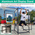 4 6 8 10 Pack Double-Sided Painting Display Panel Stand with Hooks