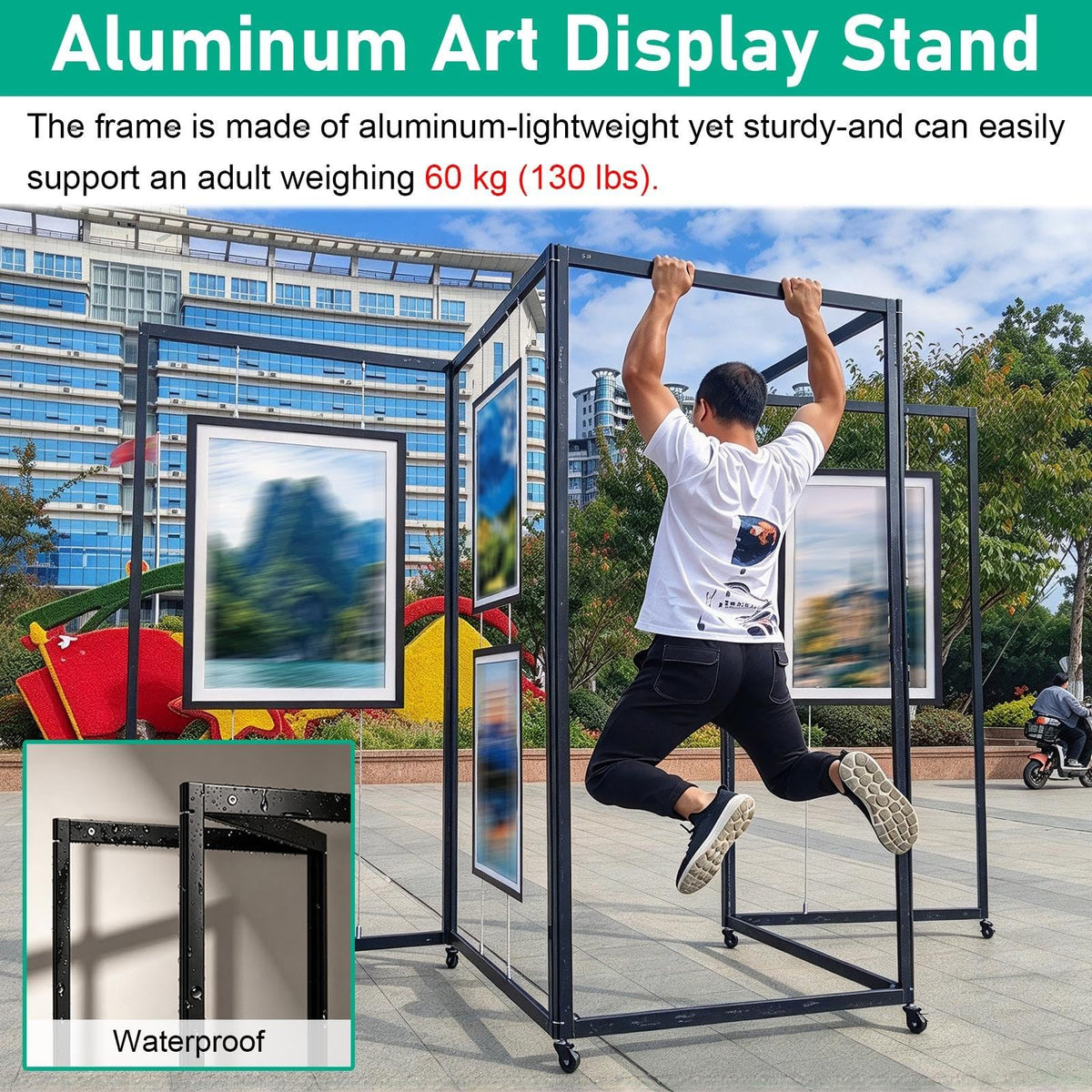 1 3 5 7 Pack Freestanding Artwork Exhibition Rack with Wire Rope/ Hooks