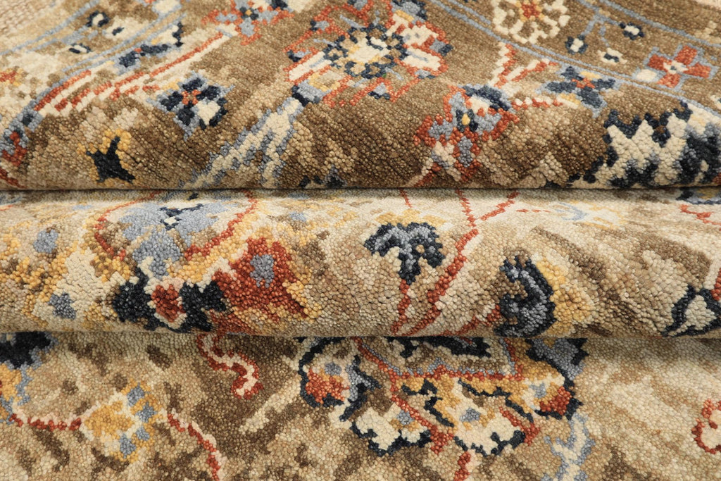 6'x9'3'' Hand Knotted Beige Oushak Arts & Crafts Wool Erased Pattern Oriental Area Rug