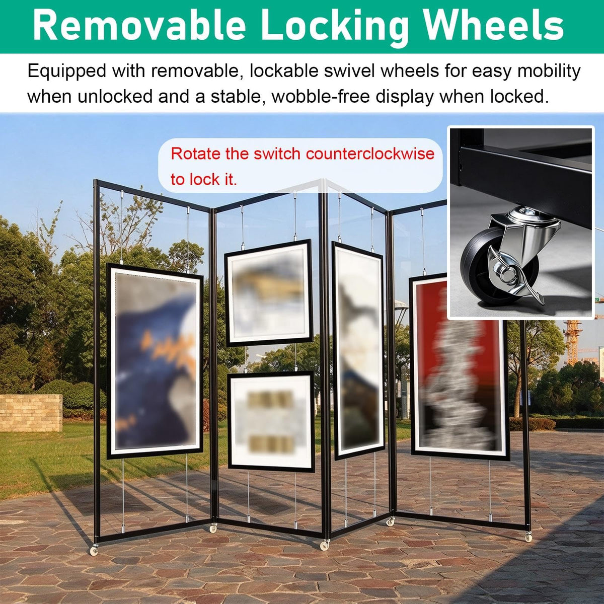 Aluminum Art Display Panels Floor Standing Art Show 64 72 80 88 96 in Tall