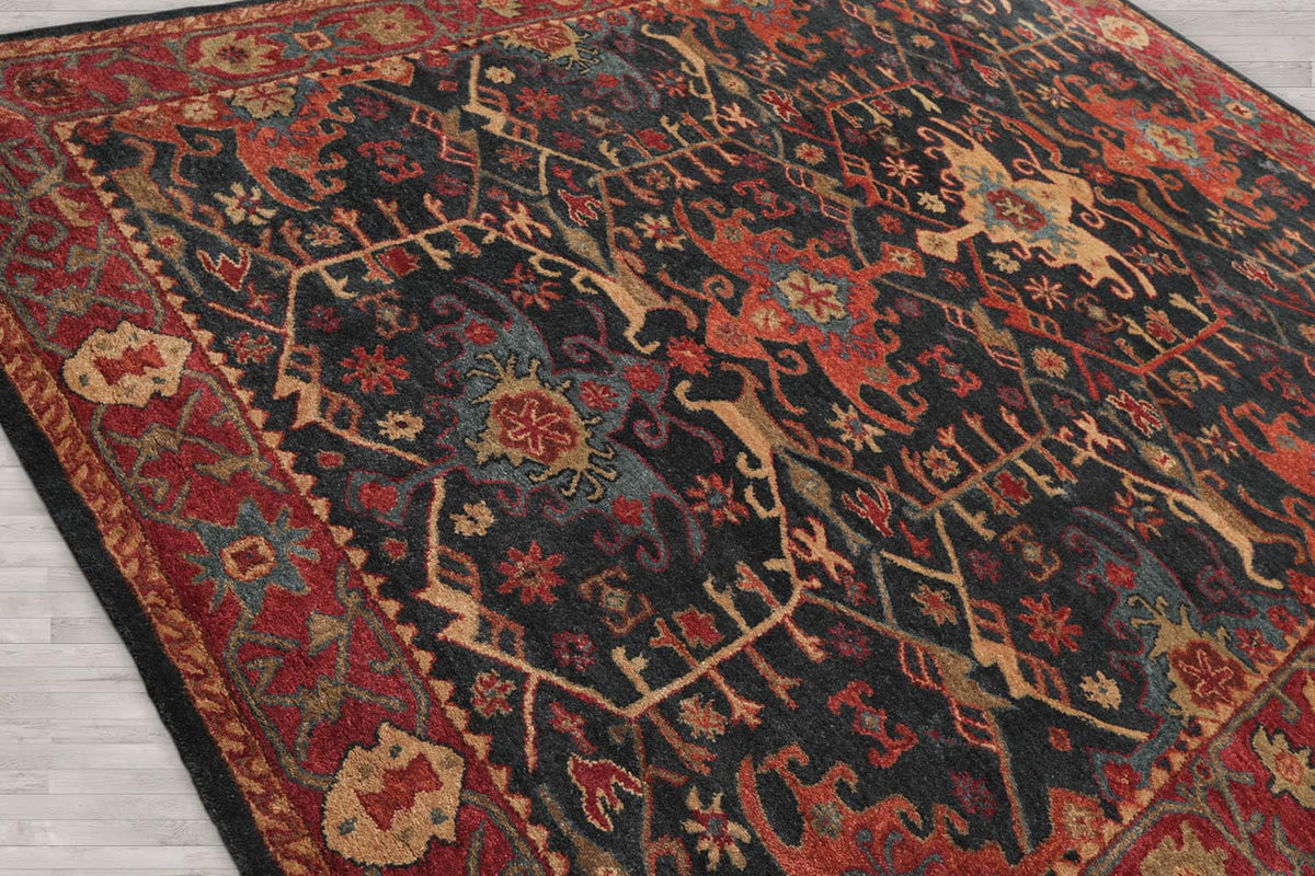 8x10 ft Rectangular Hand Tufted Handmade 100% Wool Arts & Crafts Oriental Area Rug Dark Blue,Wine Color Indoor Rug for Living Room, Kitchen, Bedroom, Home Office, Dining Room