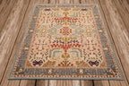 8x10 Hand Tufted Hand Made 100% Wool Arts and Craft Transitional Oriental Area Rug Beige,Blue Color