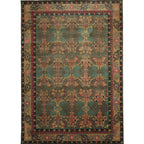 9x12 Hand Tufted Hand Made 100% Wool Donegal Branches Arts & Crafts Oriental Area Rug Gray with Green Undertone,Moss Color