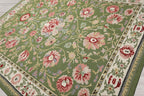 8x10 Hand Hooked Sage Cream Traditional Wool Arts & Crafts Area Rug for Living Room, Kitchen, Bedroom, Home Office, Dining Room