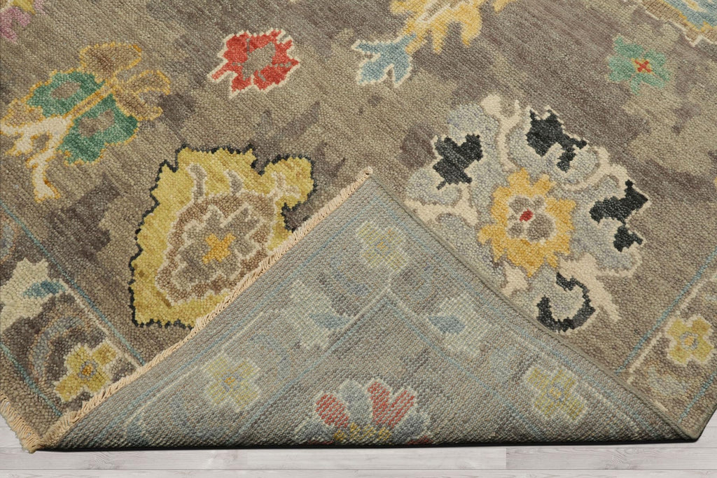 8'x10' Taupe Hand Knotted Arts & Crafts Oushak Wool Oriental Rug