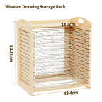 Wooden Art Drying Rack with 15 Adjustable Metal Shelves, Versatile Desktop and Wall-Mount Easel for Efficient Drying, Organizing, and Storing Canvas Artworks and Craft Projects