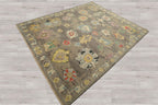 8'x10' Taupe Hand Knotted Arts & Crafts Oushak Wool Oriental Rug