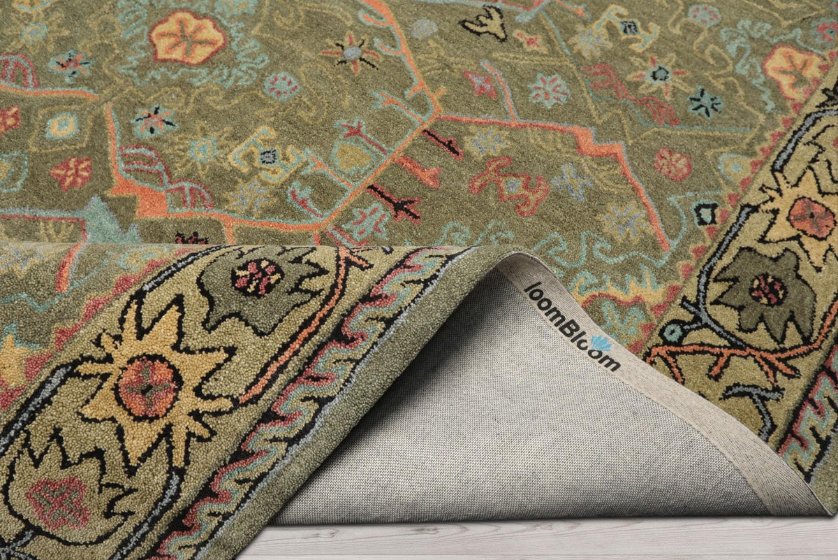8x10 Hand Tufted Sage Pistachio Traditional Wool Arts & Crafts Area Rug for Living Room, Kitchen, Bedroom, Home Office, Dining Room