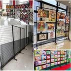 2 Pack Freestanding Folding Display Rack with Grid Wall And Wheels