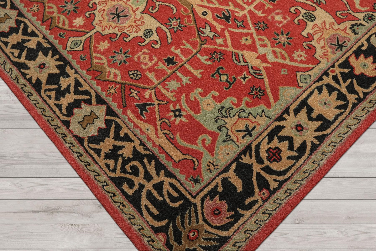 8x10 Hand Tufted Coral Charcoal Traditional Wool Arts & Crafts Area Rug for Living Room, Kitchen, Bedroom, Home Office, Dining Room