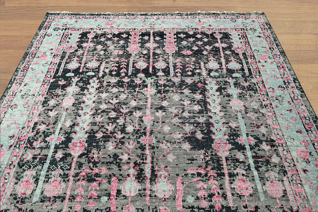 9'4''x12'11'' Hand Knotted Arts & Crafts 100% Wool Indo Oushak Traditional Oriental Area Rug Black,Gray Color