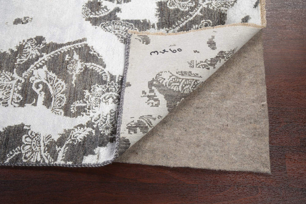 Rug Source Modern Collection 6x10 Art & Craft Area Rug, Hand Knotted Greys & Charcoal All-Over Rug, Oriental Wool & Silk Carpet for Bedroom, Living Room, Dining Room