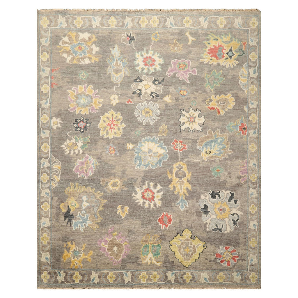 8'x10' Taupe Hand Knotted Arts & Crafts Oushak Wool Oriental Rug