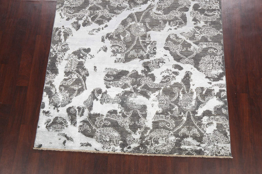 Rug Source Modern Collection 6x10 Art & Craft Area Rug, Hand Knotted Greys & Charcoal All-Over Rug, Oriental Wool & Silk Carpet for Bedroom, Living Room, Dining Room